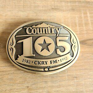 Country 105 1882-1992 CKKY FM solid brass Award Design Medal belt buckle.